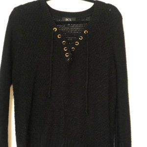 Black Lace-up Sweater